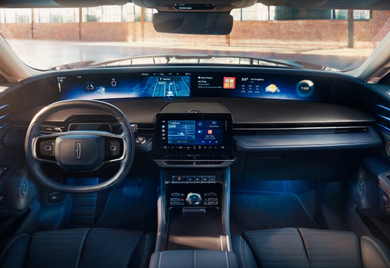 A large panoramic display is shown on the dashboard of a 2024 Lincoln Nautilus® SUV | Parks Lincoln of Gainesville in Gainesville FL